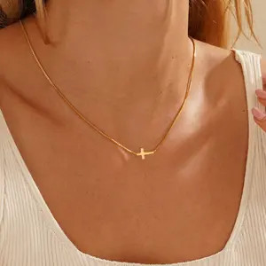 Lexody Minimalist Gold/Silver Cross Necklace, Delicate Chain, Dainty Faith - Inspired Jewelry, Everyday Chic, Waterproof, Hypoallergenic ,Dainty Unisex Chain to Layer  Proof daily gift, Wear for Daily, Perfect for Valentine’s & Gifting Friends