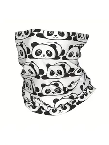 Cute Lazy Panda Print Thin Bandana Neck Wrap Scarf Headband Soft Stretchy MultiUse Face Cover