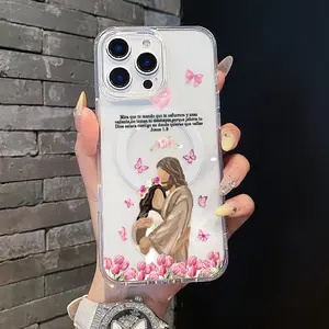 Magnetic Soft Case for iPhone11/12/13/14/15/16/17/promax, Butterfly Embrace MagSafe Compatible,Aesthetic Pattern Design Lightweight,AntiScratch,and Trendy