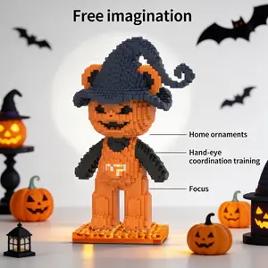 Halloween Wizard Pumpkin Bear Series Building Blocks Model, 1688pcs, Original Authentic, New 2026 Size, Gift Idea, DIY Craft Decor