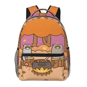 Pusheen all-over print large-capacity laptop backpack for daily commute, business, hiking, cartoon casual merch, travel daypack, school bag—gift for kids, women, and men