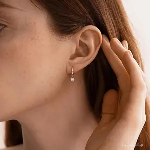 Elegant Diamond Drop Earrings, Classic 925 Silver Huggie Hoops, Great for Daily Outfits, Office, Weddings, Bridesmaids & Holiday Gifts