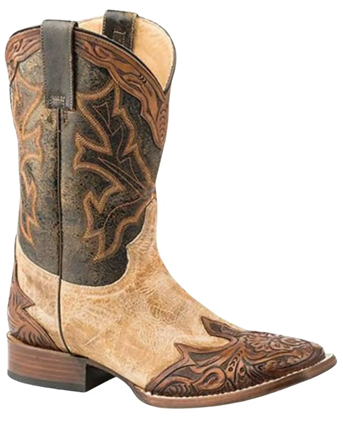Stetson Men's Men'S Julian Cracked Tooled Wingtip Western Boot Broad Square - 12-020-8872-0720 Ta