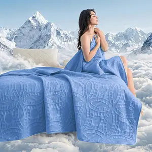 【Summervibes】Dual-Sided Coin Pattern Cooling Blanket – Soft Lightweight Breathable Throw, AC Nap Blanket for Home Office Travel, Machine Washable, 1 Count bed accessories summervibes