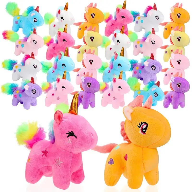 4-24pcs Unisex Mini Polyester Plush Unicorn Bulk Set, DIY Keychain Stuffed Toys, Kids Party Favors
