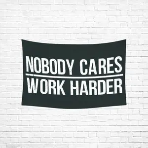 Nobody Cares Work Harder Flag - Canvas Header and Double Stitched - Fitness Inspirational Motivational for Home Gym College Dorm Flags Polyester with Brass Grommets 3 X 5 Ft