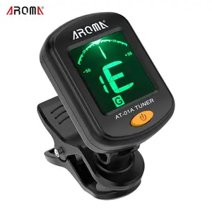 AROMA AT-01A Clip-on Guitar Tuners LCD Display 440Hz For Chromatic Bass Ukulele