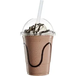 [16 oz - 100 Count Clear Plastic Cups With Dome  -  for Smoothies, Milkshakes, and To-Go Beverages (Formerly Comfy Package)