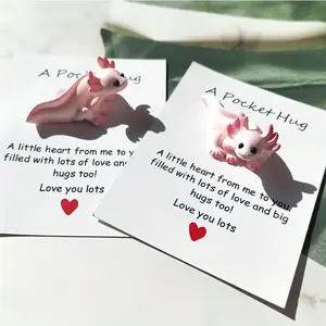 Little Salamander Dinosaur & Pocket Hug Card, 100pcs/set Cute Resin Animal Design Gift Card & Gift Tag, Gift Packaging Supplies for Holiday Birthday Wedding