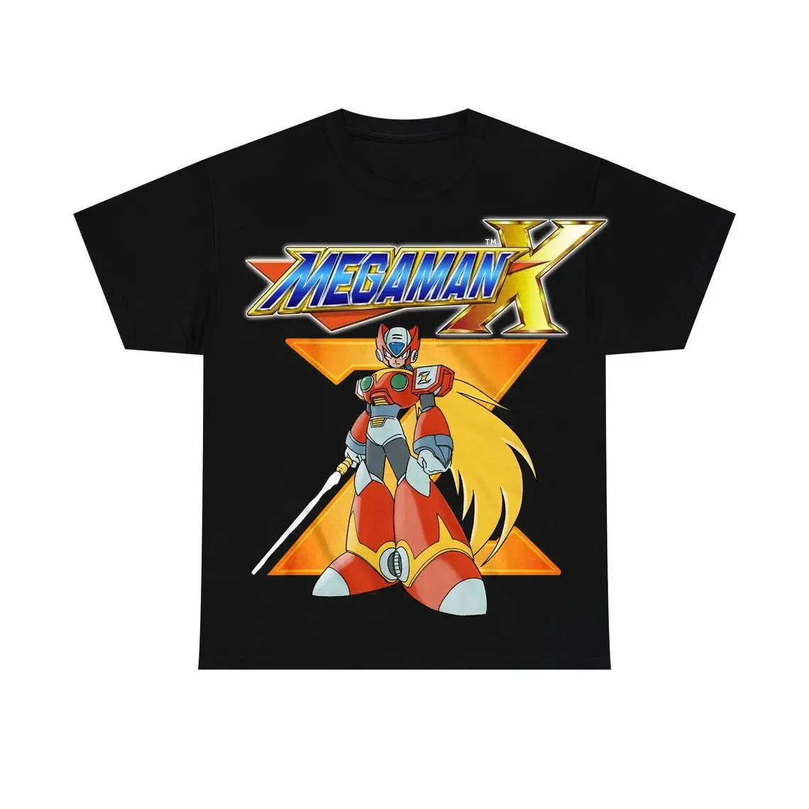 Women's Short-Sleeve Basic Casual Cotton Mega Man Graphic Tee - Classic Capcom Hero Shirt, Pixel Art Gaming Print Top, Shortsleeve, Round Neck, Crew Neck, Basics, Digital Print, Gamers, 4Xl, All Seasons, Fitted, T-Shirt, 5Xl, 2Xl, 3Xl