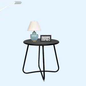 Hofitlead Outdoor Side Table,Waterproof Metal End Table,Small Patio Table Round End Table Outdoor Table for Garden Balcony Yard,Black On-Site