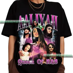 Aaliyah Vintage Vintage T-Shirt, Aaliyah Homage Graphic Unisex T-Shirt ,Actress T-Shirt, Retro 90's Fans T-Shirt ,R&B Gift-1 Menswear Top