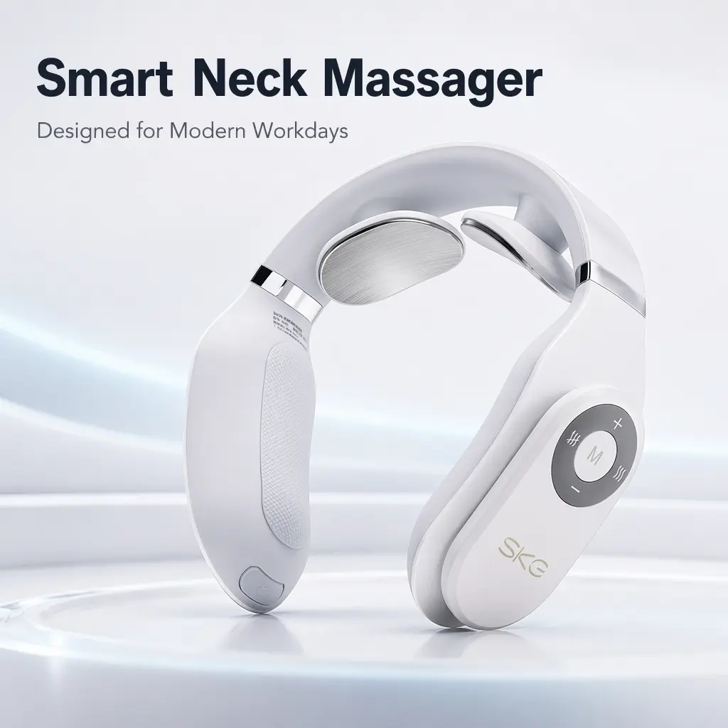 SKG 4098 White Smart Neck Massager with 42°C Heat, 3 Modes and 15 Intensity Levels