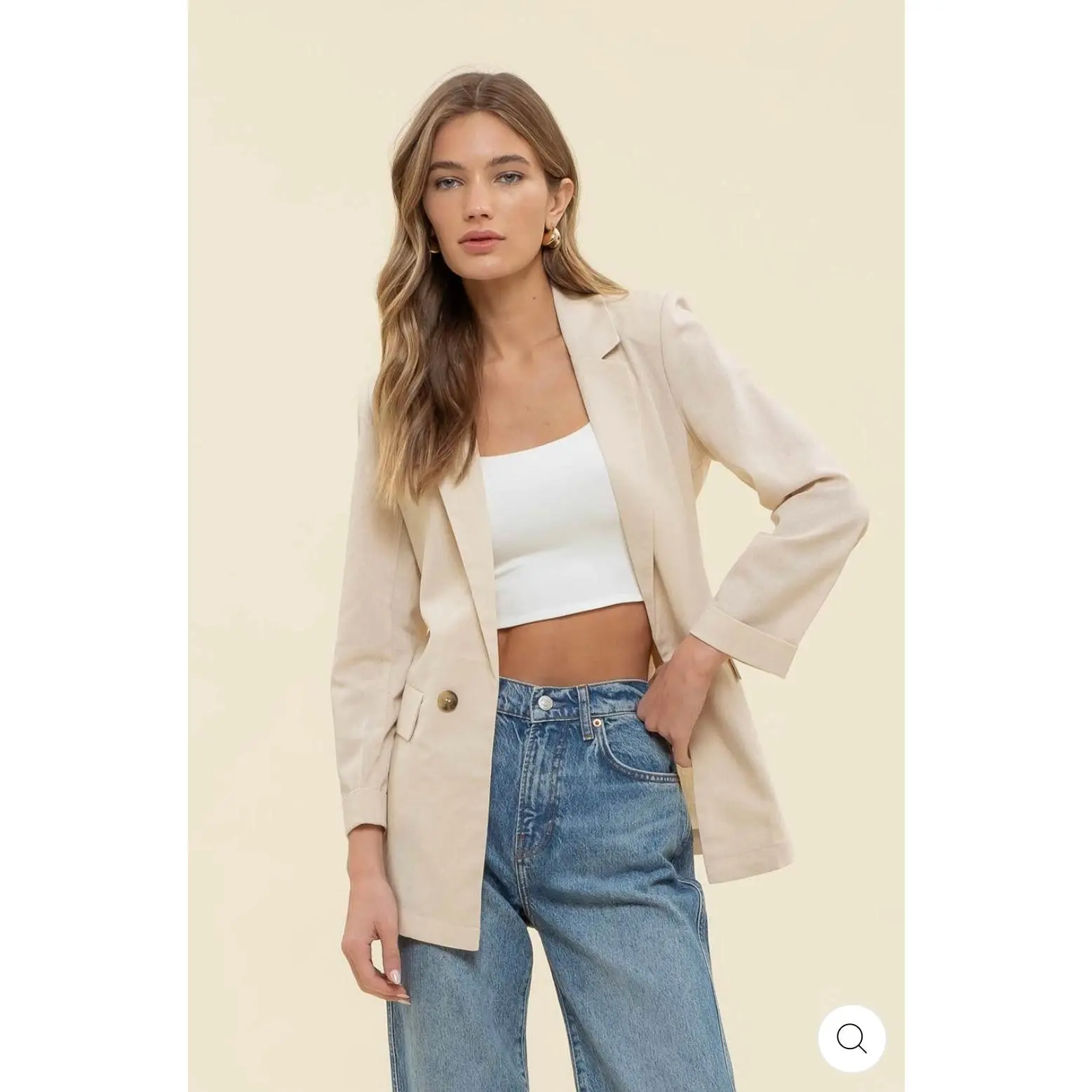 TW1467 CUFF SLEEVE COLLARED BLAZER