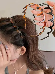 2 U-Shaped Wave Comb Forehead Hair Ring, Anti-Slip Fine Headband, Chic Headbands, Elegant Colorblock Design, Unisex, All Seasons, Daily Use, Non Slip Headbands