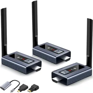 Upgraded  HDMI Transmitter and 2 Receivers with LED Screen, Up to 6 RXs,165FT Plug & Play 1080P  Output 5.8GHz Extender for TV Box/Laptop/Projector/Camera to Multiple Screens Grey