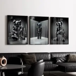 KAWS Poster Set of 3: Hypebeast Wall Art and Minimalist Graffiti Decor - Perfect Digital Download Gift for Art & Sneaker Lovers 1