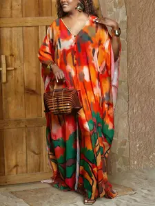 Plus Size Women's Loose Fit All-Over Printed Set, Comfortable Ethnic Style Casual, Perfect for Beach Vacations & Daily Wear