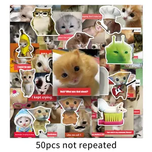 50 PCS Aesthetic Cat Meme Sticker Bundle  | Cute, Funny & Relatable Designs for Journaling, Hydro Flask, Laptop Decor & Gift Giving - Waterproof & Durable Easter