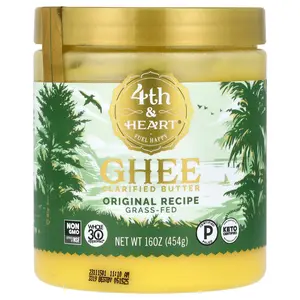 4th & Heart Ghee Clarified Butter, Grass Fed, Original Recipe, 16 oz (454 g)