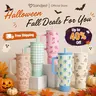 SANDJEST Halloween Fall 40oz Insulated Tumbler with Silicone Straw & Handle, Protective Silicone Boot, Cup Holder-Friendly, Stainless Steel Flask for Travel School Office Outdoor, Hot/Cold Insulation, Thanksgiving Christmas Gift #falldealsforyou