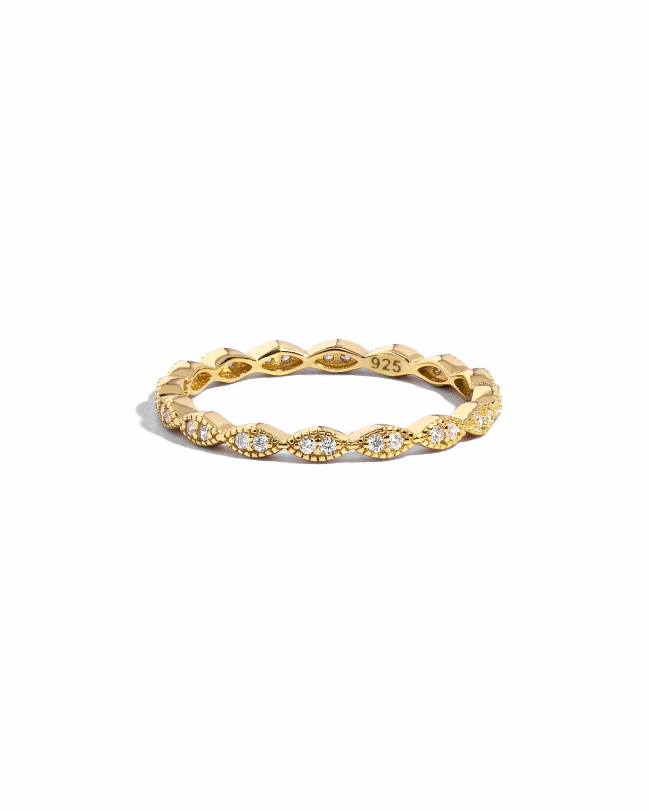 Women's Minimalist 925 Sterling Silver-Plated 14K Gold Sami Jewels Cubic Zirconia Stacking Ring - 2mm Width, Hypoallergenic, Nickel-Free, Dainty Daily Wear, Size Range 4-12, Nickel (Metallic)