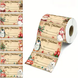 180 Festive Christmas Gift Tags, Cute Snowman & Reindeer Designs, Paper Labels for Gifts, Decorations, Name Tags