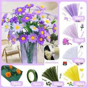 Mother's Day Gift DIY Eternal Flower Kit, Create Plush Bouquet in 30 Minutes, Multicolor Daisy Twisty Pipe Cleaner Craft Kit, Perfect for Graduation Decor