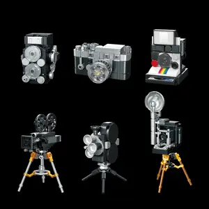 Vintage Model Building Blocks Creative Mini Camera Retro Photography Model Decor, 6 Styles, Puzzle Toy Bag, Perfect Gift for Kids