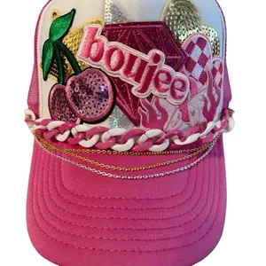 Boujee Brand Boujee Pink Hat with Sparkling Decor and Fruit Design Accessories