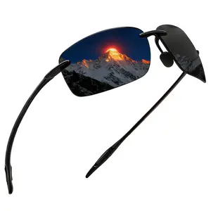 Ultralight Polarized Sports Sunglasses for Men Women Summer Outdoor Rimless Tr90 Shades for Fishing Baseball Driving Golf Everyday Use