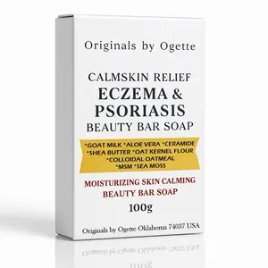 Ogette Originals by Ogette Calmskin Relief Eczema & Psoriasis Beauty Bar Soap 100g Moisturizing Skin Calming Formula with Goat Milk Aloe Vera Ceramide Shea Butter & Colloidal Oatmeal