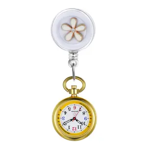 OIDEA Nurse Watch with Bar-Scale Dial, Clip and Retractable Structure, Pulse-Counting, Gold Tone, 1ATM, Unisex