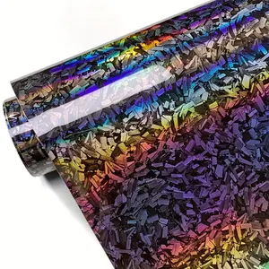 Rainbow Laser Forged Carbon Film, Car Body PET Laser Black Car Body Color Change Film, Car Modification Sticker, Protective Car Central Control Anti-scratch Film, Decal For Cars