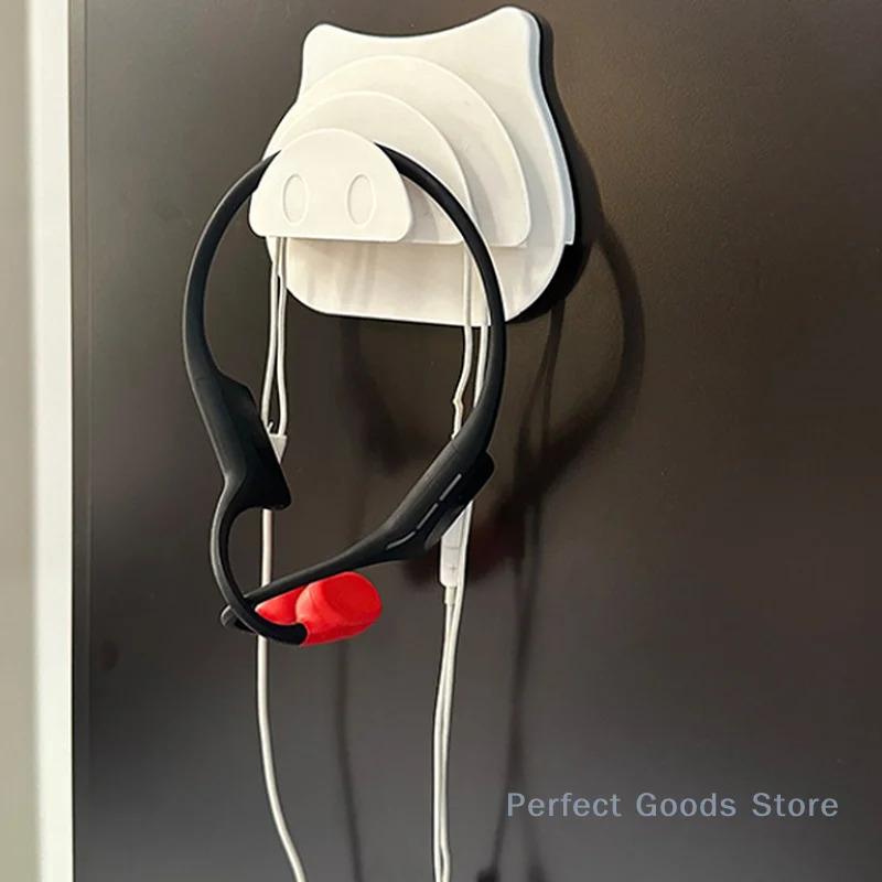 Cute Pig Shaped Wall Hooks Multilayer Self Adhesive Bag Skipping Rope Headphone Data Cable Hook Storage Holder Door Back Hanger