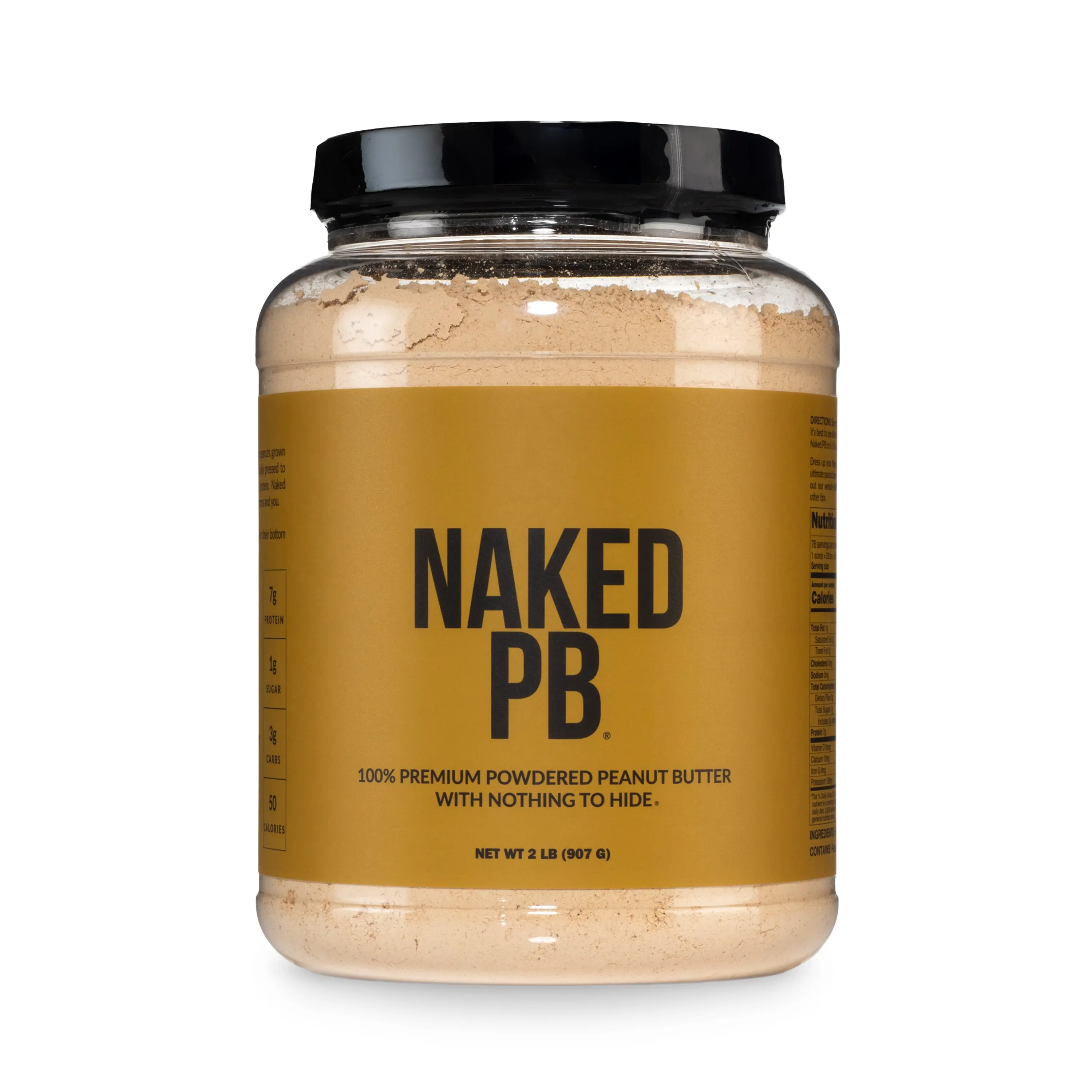 Naked PB - 2LB Premium Powdered Peanut Butter - High Protein Low Calorie Non-GMO US Grown No Additives - Only 1 Ingredient