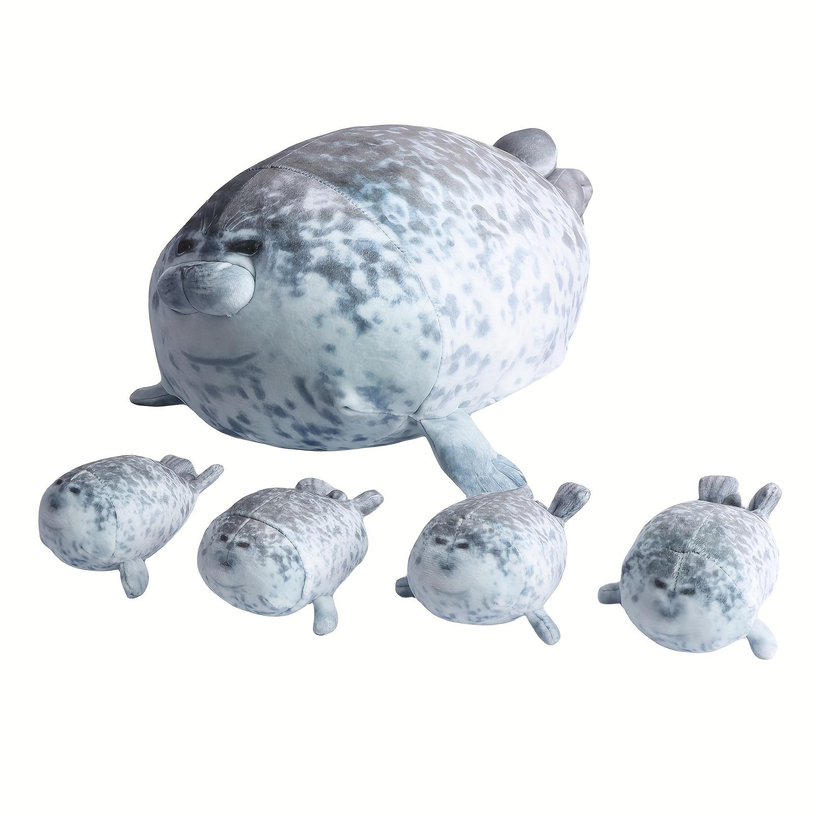 36Cm/14.17In Chubby Blob Seal Plush with 4 Little Seal Plushies in Her Tummy 3D Novelty Sea Lion Gift Present Animal for Girls And Boys