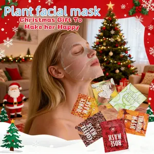 3PCS Plant facial mask Moisturizing, Moisturizing, Firming Skin Plant Extract essence Coconut Cucumber Coffee Ginger Bee Honey Rose facial mask Christmas Halloween Gift