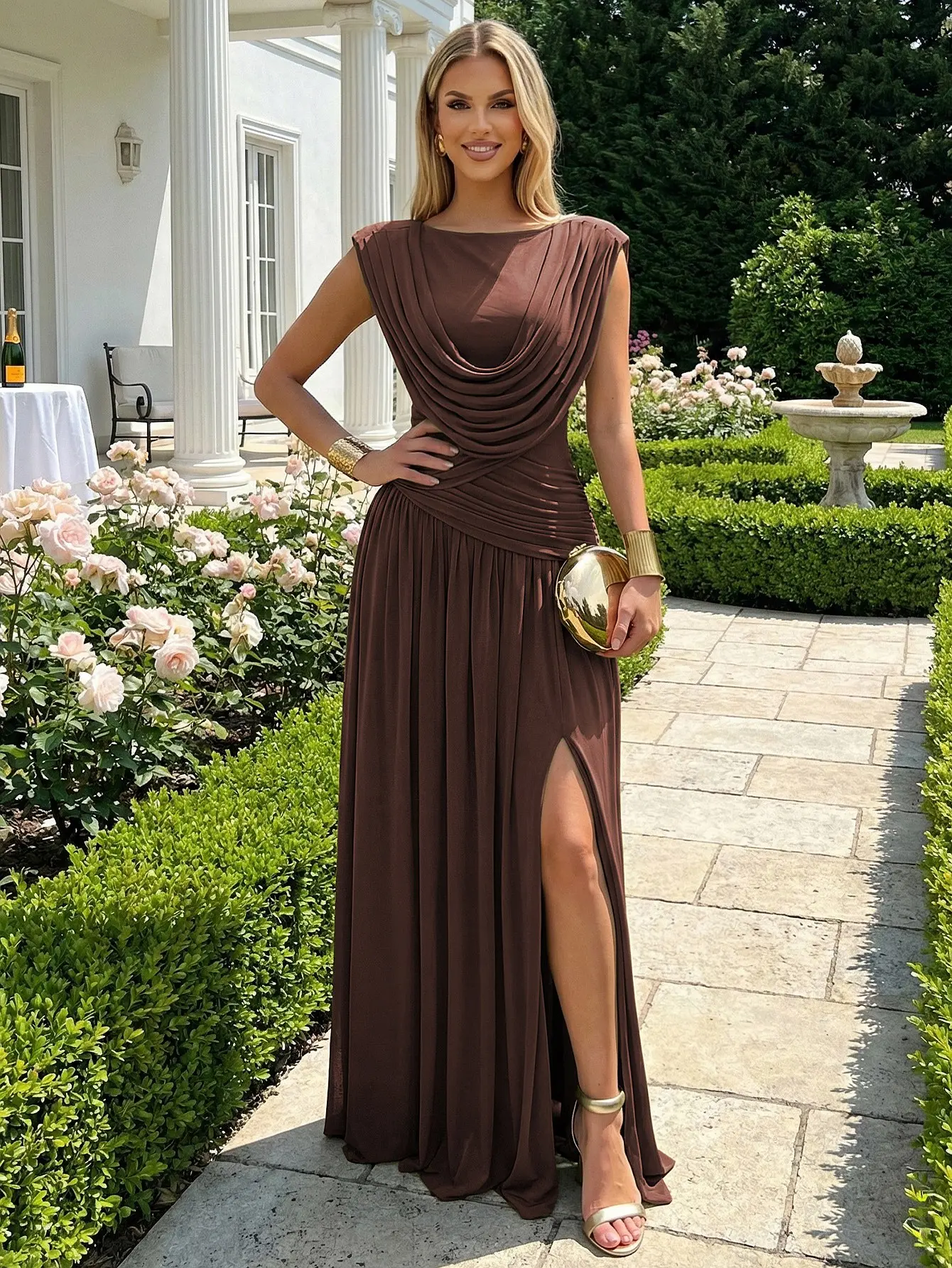 CurvySweet Athena Women's Sleeveless Convertible Cowl Neck Ruched Waist Slim Fit Maxi Dress for Wedding Guest Cocktail Party Evening summerwins - TikTok Shop CurvySweet Athena Women's Sleeveless Convertible Cowl Neck Ruched Waist Slim Fit Maxi Dress for Wedding Guest Cocktail Party Evening summerwins - TikTok Shop