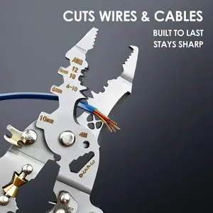 ​​16 in 1 Professional Multi - Function Pliers with Flathead & Phillips Screwdrivers, Wire Stripper, Crimper, Hex Key Bolt Cutter, Voltage Tester, Cable Cutter, Wire Spooler, Puncture Knife, Precision Insulated Grip Multi-Function Electrician Tool Set