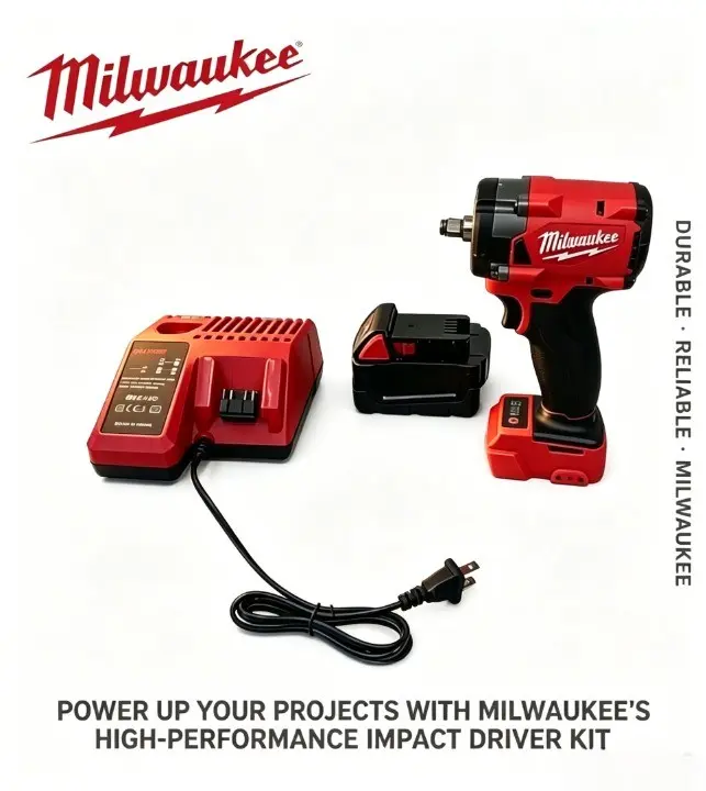 Milwaukee M18 Cordless Brushless Impact Wrench - Short Body 3/8", Rechargeable High Torque (300N.m Peak), 0-2800RPM, 0-3200IPM, with 6.0Ah Battery & Standard Charging Kit for Garage DIY, Equipment Maintenance, Cordless Impact Wrench