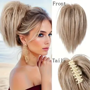 Wave Curl Hair Clip Set with Clamp Clips, Clip On Hairpieces, Create Messy Bun Hairstyles, Perfect Choice for Women, Easy-To-Use Hair Accessories, Wavy Synthetic Hairpiece