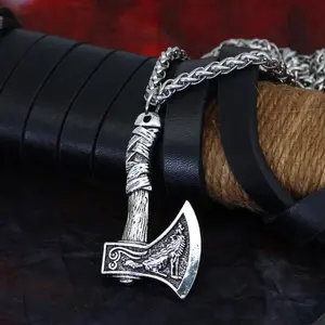 A Necklace with A Pendant Of A Manly Axe-wolf.