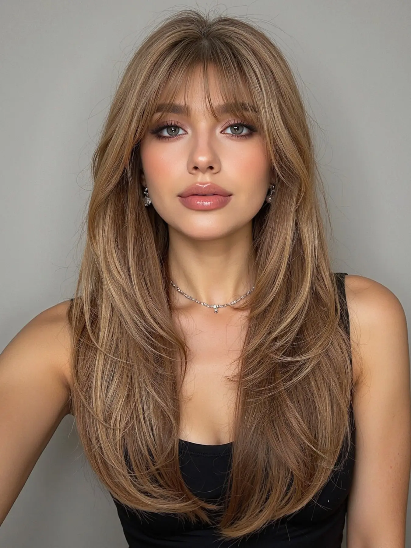 Women's Layered Big Wave Long Curly with Bangs, 24 Inch Layers, Suitable for Daily Use or Parties, All Ages, Fashion Wig, Synthetic Material Wigs, Synthetic Hair, Artificial Wig