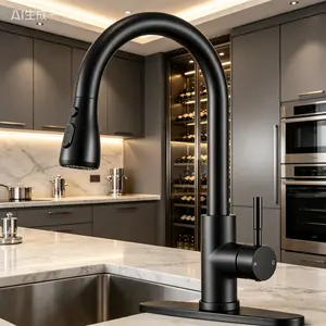 Kitchen Faucets with Pull Down Sprayer, High Arc Single Handle Classic Stainless Steel Sink Faucet 1 or 3 Hole, Suitable for Farmhouse Camper Laundry Rv Bar,