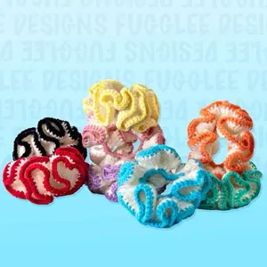 FUGGLEE DESIGNS Handmade Jumbo Crochet Scrunchie - Non-Metal Elastic, Colorful Hair Accessories for All Hair Types, Perfect for Everyday Use & Gifts