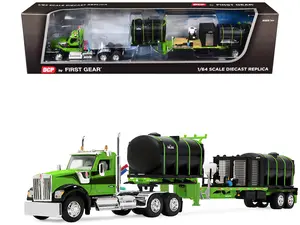 Kenworth W900 Day Cab with Demco 42' Liquid Fertilizer Tender Trailer Green and Black 1/64 Diecast Model by DCP/First Gear