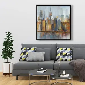 Begin Home Decor C1FC3636ZNTH8P 36 x 36 in. Cityscape with Chrysler Building - Modern Framed Canvas Art