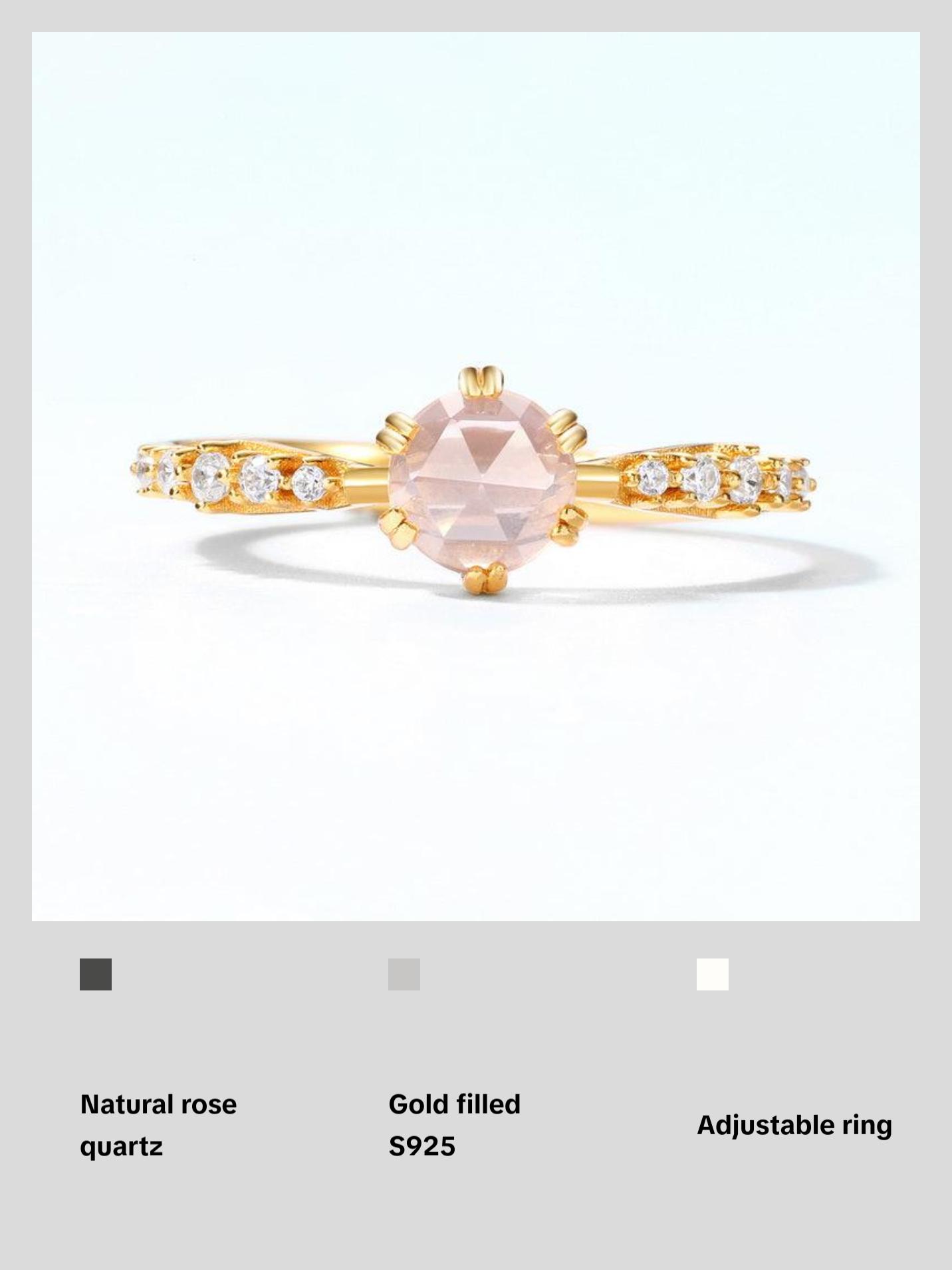 Rose Quartz Dainty Adjustable Ring