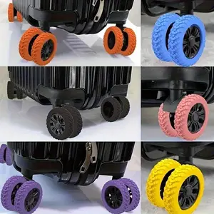 16pcs Silicone Luggage Wheel Covers, Noise Reduction & Shock Absorption Suitcase Caster Protectors, Durable Travel Accessories for Office Chairs & Rolling Bags (Orange, Blue, Black, Pink, Purple, Yellow), Luggage for Travel, Office Chair Wheels